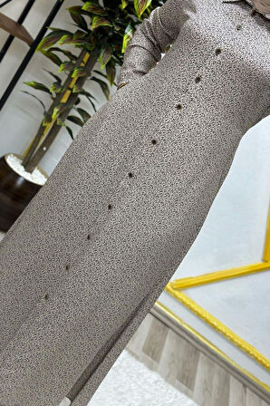 Kadın Tesettür Büyük Beden Giyim Çıtır Desen Gömlek Elbise 