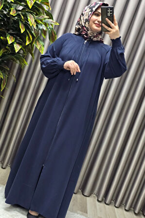 Kadın Tesettür Giyim  Büyük Beden Nur Robalı Krep Ferace 