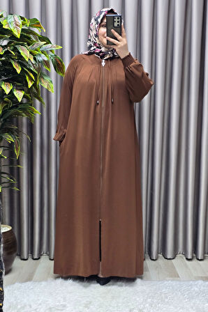 Kadın Tesettür Giyim  Büyük Beden Nur Robalı Krep Ferace 