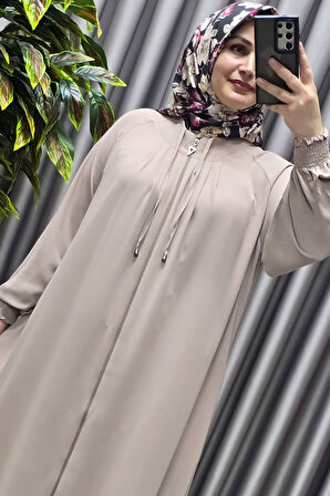 Kadın Tesettür Giyim  Büyük Beden Nur Robalı Krep Ferace 