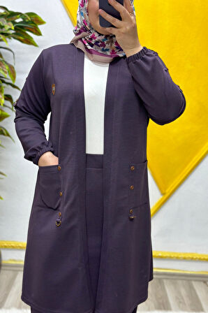 Kadın Büyük Beden Ottoman Cepli Çelik Hırka 