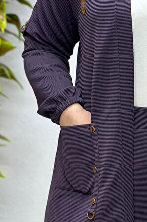 Kadın Büyük Beden Ottoman Cepli Çelik Hırka 