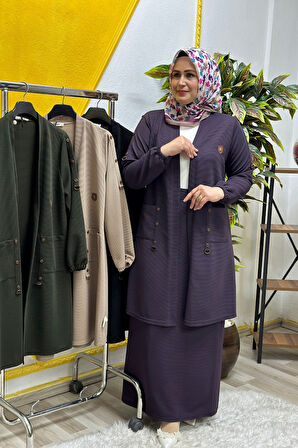 Kadın Büyük Beden Ottoman Cepli Çelik Hırka 