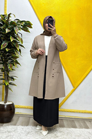 Kadın Büyük Beden Ottoman Cepli Çelik Hırka 