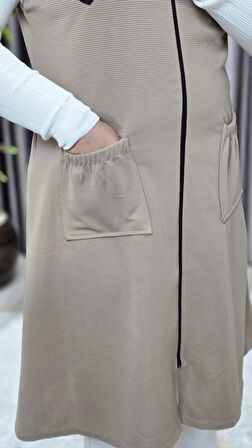 Kadın Büyük Beden Rahat Kalıp Ottoman Kumaş Dört Mevsim Çelik Örme Yelek