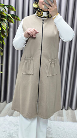 Kadın Büyük Beden Rahat Kalıp Ottoman Kumaş Dört Mevsim Çelik Örme Yelek