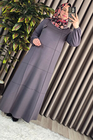 Kadın Tesettür Büyük Beden Giyim Nervür Elbise 