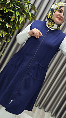 Kadın Büyük Beden Rahat Kalıp Ottoman Kumaş Dört Mevsim Çelik Örme Yelek