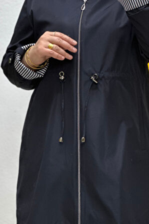 Kadın Tesettür Giyim Büyük Beden Mevsimlik Kısa Trençkot 