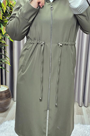 Kadın Tesettür Giyim Büyük Beden Fransız Boy Mevsimlik Trençkot 