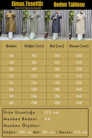 Kadın Tesettür Giyim Büyük Beden Fransız Boy Mevsimlik Trençkot 