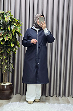 Kadın Tesettür Giyim Büyük Beden Fransız Boy Mevsimlik Trençkot 