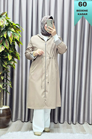 Kadın Tesettür Giyim Büyük Beden Fransız Boy Mevsimlik Trençkot 