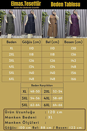 Kadın Tesettür Giyim Büyük Beden Ottoman Yelek 