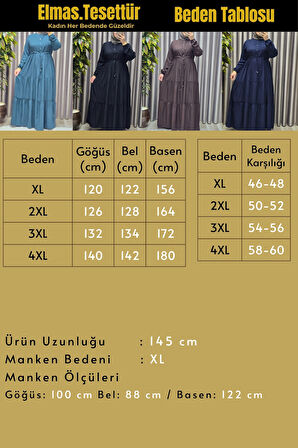 Kadın Tesettür Giyim Büyük Beden Üç Katlı Elbise 