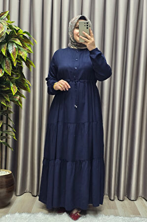 Kadın Tesettür Giyim Büyük Beden Üç Katlı Elbise 