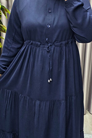 Kadın Tesettür Giyim Büyük Beden Üç Katlı Elbise 