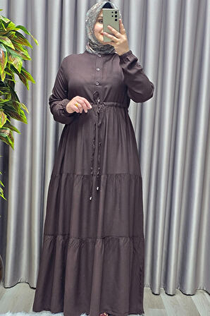 Kadın Tesettür Giyim Büyük Beden Üç Katlı Elbise 