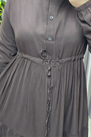 Kadın Tesettür Giyim Büyük Beden Üç Katlı Elbise 