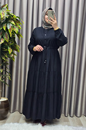 Kadın Tesettür Giyim Büyük Beden Üç Katlı Elbise 