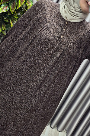 Kadın Tesettür Giyim Büyük Beden Çıtır Desen Tam Robalı Elbise 