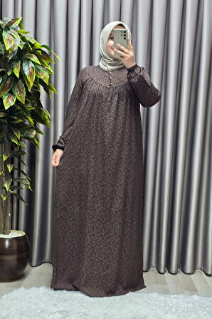 Kadın Tesettür Giyim Büyük Beden Çıtır Desen Tam Robalı Elbise 