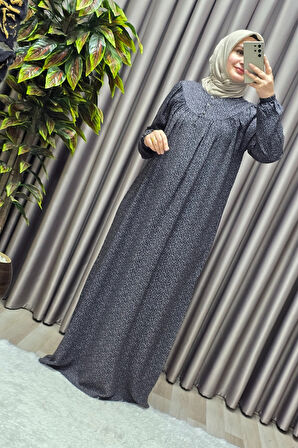 Kadın Tesettür Giyim Büyük Beden Çıtır Desen Tam Robalı Elbise 