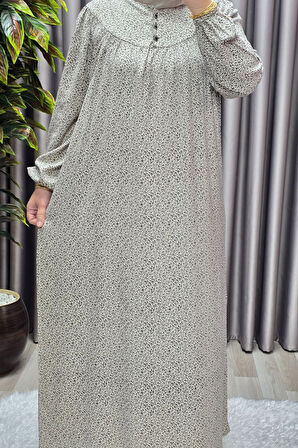 Kadın Tesettür Giyim Büyük Beden Çıtır Desen Tam Robalı Elbise 