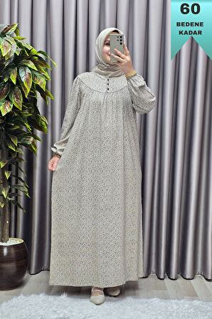 Kadın Tesettür Giyim Büyük Beden Çıtır Desen Tam Robalı Elbise 