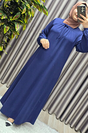 Kadın Tesettür Giyim Büyük Beden Kare Yaka Robalı Lina Elbise 