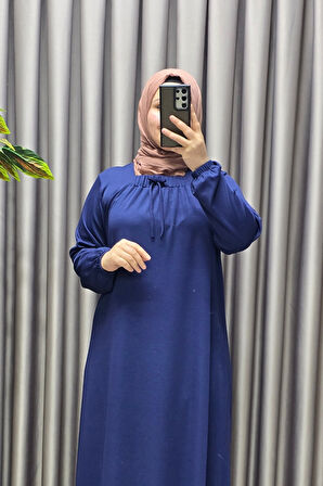 Kadın Tesettür Giyim Büyük Beden Kare Yaka Robalı Lina Elbise 