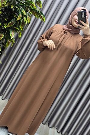 Kadın Tesettür Giyim Büyük Beden Kare Yaka Robalı Lina Elbise 