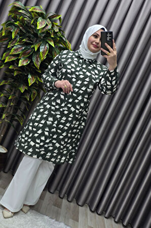 Kadın Tesettür Giyim Büyük Beden Çıtır Desen Gömlek 