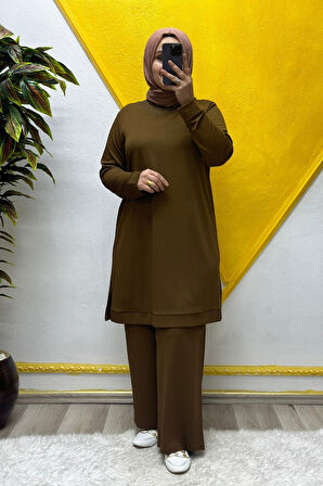 Kadın Tesettür Giyim Büyük Beden Pantolonlu Ecrin İkili Takım 