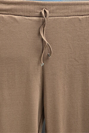 Kadın Tesettür Giyim Büyük Beden Fitilli Örme Pantolon 