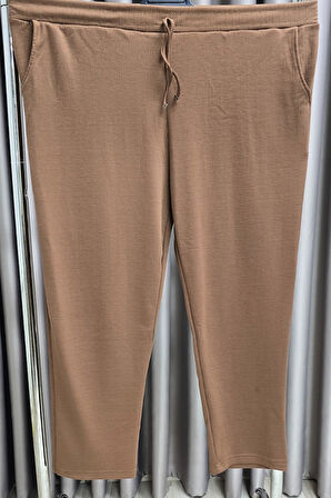 Kadın Tesettür Giyim Büyük Beden Fitilli Örme Pantolon 