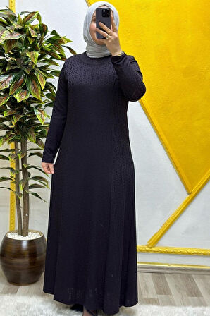 Kadın Tesettür Giyim Büyük Beden Jakarlı Elbise 