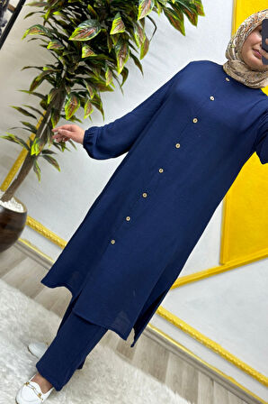 Kadın Tesettür Giyim Büyük Beden Pantolonlu Aerobin İkili Takım 