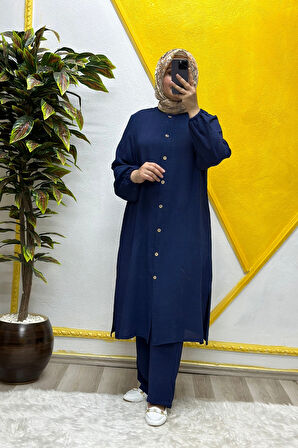 Kadın Tesettür Giyim Büyük Beden Pantolonlu Aerobin İkili Takım 