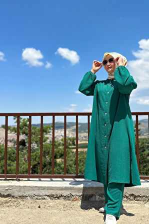 Kadın Tesettür Giyim Büyük Beden Pantolonlu Aerobin İkili Takım 