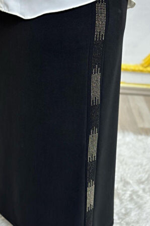 Kadın Tesettür Giyim Büyük Beden Yan Taşlı Kalem Etek 