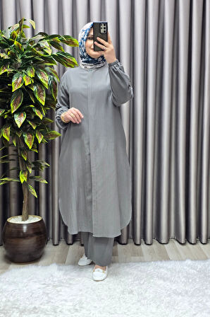 Kadın Tesettür Giyim Büyük Beden Gofre İkili Takım 