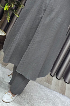 Kadın Tesettür Giyim Büyük Beden Gofre İkili Takım 