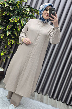 Kadın Tesettür Giyim Büyük Beden Gofre İkili Takım 