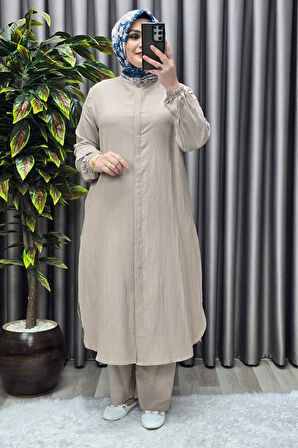 Kadın Tesettür Giyim Büyük Beden Gofre İkili Takım 