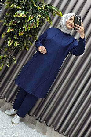 Kadın Tesettür Giyim Büyük Beden Nervürlü Spor İkili Takım 