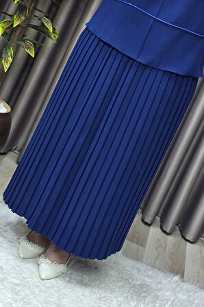 Kadın Tesettür Giyim Büyük Beden Krep Etekli Takım 