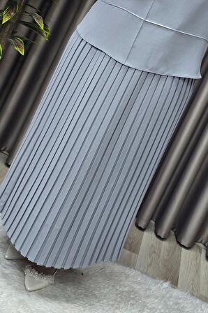 Kadın Tesettür Giyim Büyük Beden Krep Etekli Takım 