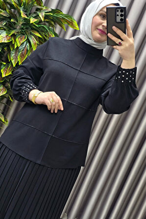 Kadın Tesettür Giyim Büyük Beden Krep Etekli Takım 