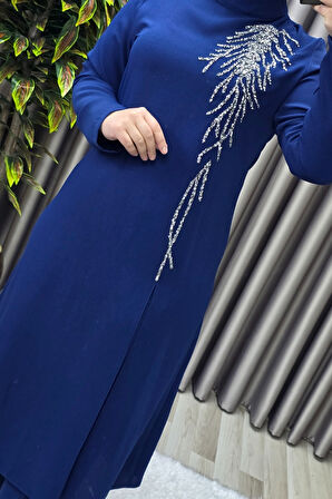 Kadın Tesettür Giyim Büyük Beden Gaye Abiye İkili Takım 